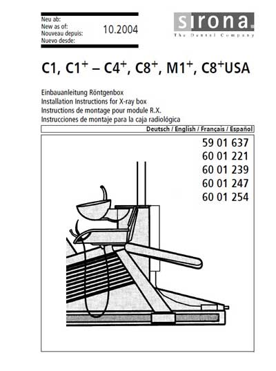 Инструкция по монтажу Installation instructions на C1, C1+ - C4+, C8+, M1+ X-Ray Box [Sirona]