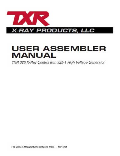 Техническое руководство Technical manual на TXR 325 X-Ray (1984-1991) [---]