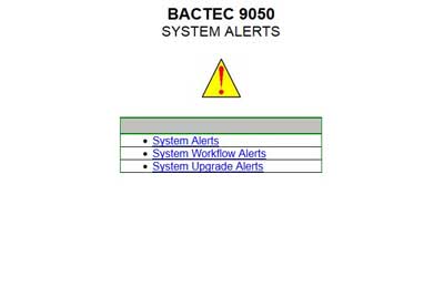 Техническая документация Technical Documentation/Manual на Bactec 9050 (System Alerts) [Becton Dickinson]