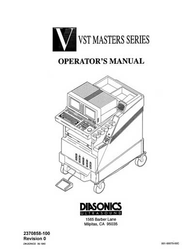 Инструкция оператора Operator manual на VST Masters series (Diasonics) [General Electric]