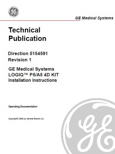 Инструкция по установке, Installation Manual на Диагностика-УЗИ Logiq P5/A5 4D Kit