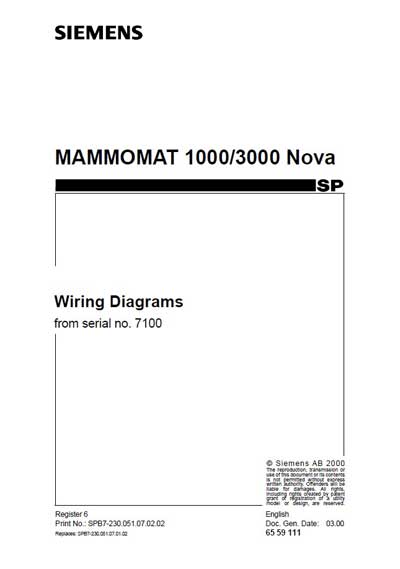 Схема электрическая Electric scheme (circuit) на Маммограф Mammomat 1000/3000 Nova [Siemens]