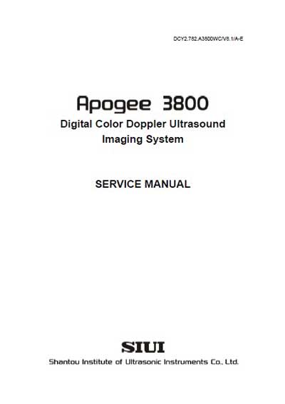 Сервисная инструкция, Service manual на Диагностика-УЗИ Apogee 3800 (Ver 8.1)