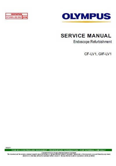 Сервисная инструкция, Service manual на Эндоскопия Колоноскоп CF-LV1, GIF-LV1
