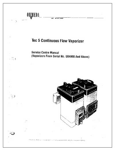 Сервисная инструкция, Service manual на ИВЛ-Анестезия Tec 5 Vaporiser