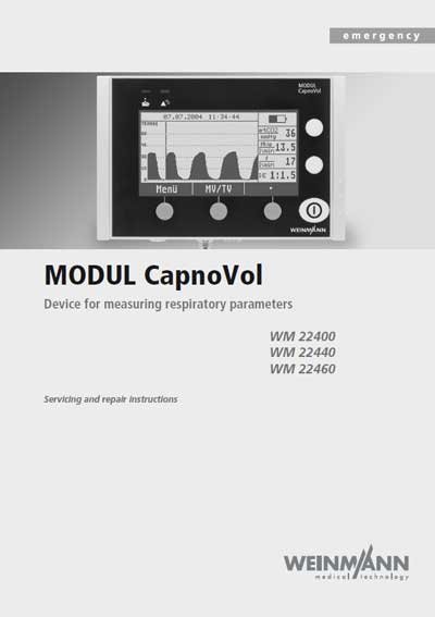 Сервисная инструкция Service manual на CapnoVol WM 22400, 22440, 22460 [Weinmann]
