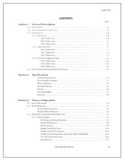 Сервисная инструкция, Service manual на Хирургия Дефибриллятор TEC-7100/7300