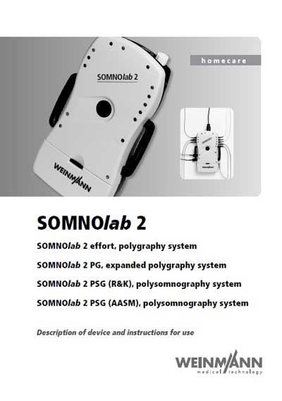 Инструкция пользователя, User manual на Диагностика Полисомнограф SOMNOlab 2 effort, PG, PSG (R&K), PSG (AASM)