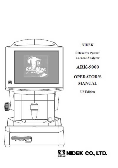Инструкция оператора Operator manual на Refractive Power/Corneal Analyzer ARK-9000 [Nidek]