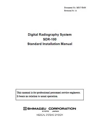 Инструкция по монтажу Installation instructions на Digital Radiographi System SDR-100 [Shimadzu]