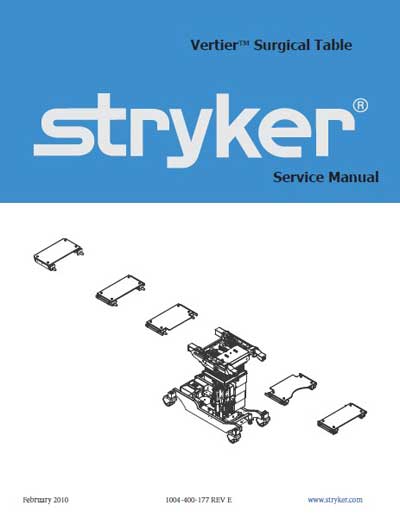 Сервисная инструкция Service manual на Операционный стол Vertier Surgical Table [Stryker]