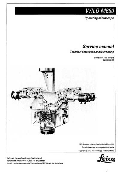 Сервисная инструкция, Service manual на Лаборатория-Микроскоп Wild M680