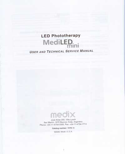 Инструкция по применению и обслуживанию User and Service manual на MediLED mini Phototherapy (Medix) [---]