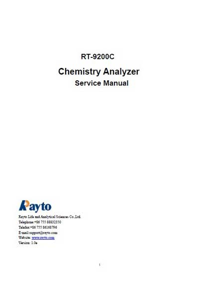 Сервисная инструкция Service manual на RT-9200C [Rayto]