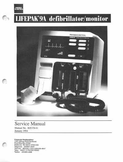 Сервисная инструкция, Service manual на Хирургия Дефибриллятор-монитор Lifepak 9A