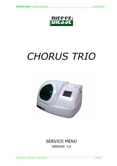 Сервисная инструкция, Service manual на Анализаторы Chorus Trio (Diesse)