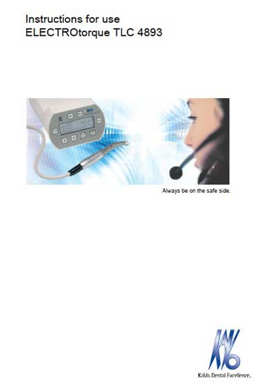 Инструкция пользователя, User manual на Стоматология ELECTROtorque TLC 4893