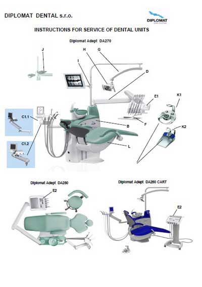 Сервисная инструкция, Service manual на Стоматология Diplomat Adept DA 270, 280, 280 Cart
