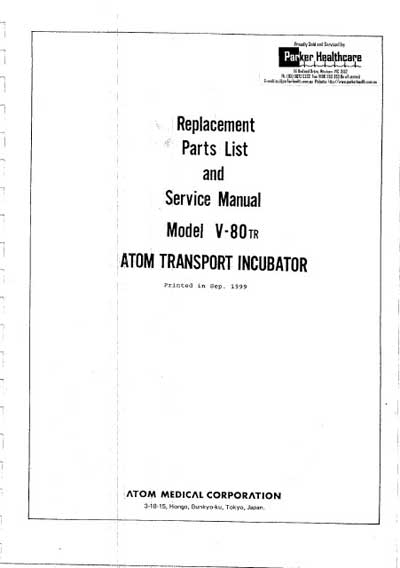 Сервисная инструкция, Service manual на Инкубатор V-80TR