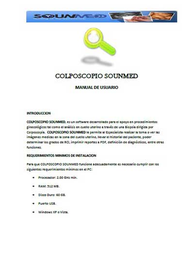 Инструкция пользователя, User manual на Эндоскопия Colposcopio (Sounmed)