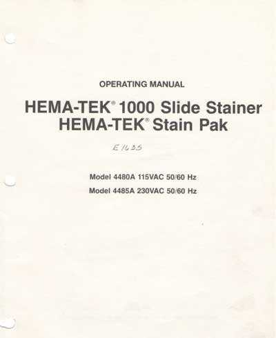 Инструкция по эксплуатации Operation (Instruction) manual на Hema-Tek 1000 Slide Stainer, Hema-Tek Stain Pak [Bayer]