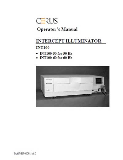 Инструкция оператора Operator manual на Intercept illuminator INT100 (Cerus) [---]