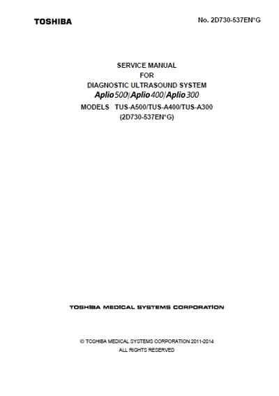 Сервисная инструкция, Service manual на Диагностика-УЗИ Aplio 500/400/300 (2014)