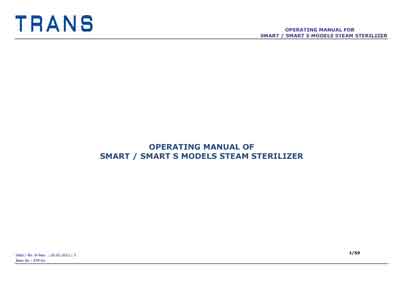 Инструкция по эксплуатации, Operation (Instruction) manual на Стерилизаторы Smart / Smart S (Trans)