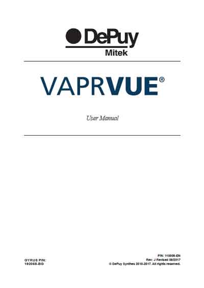 Инструкция пользователя, User manual на Хирургия VAPR VUE (DePuy)