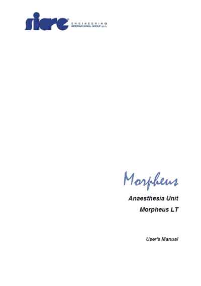 Инструкция оператора Operator manual на Анестезиологическая система Morpheus LT [Siare]
