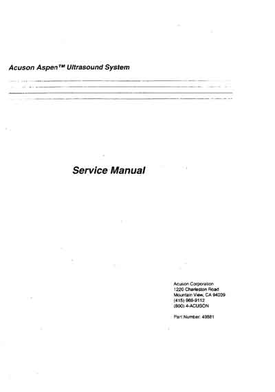 Сервисная инструкция, Service manual на Диагностика-УЗИ Acuson Aspen