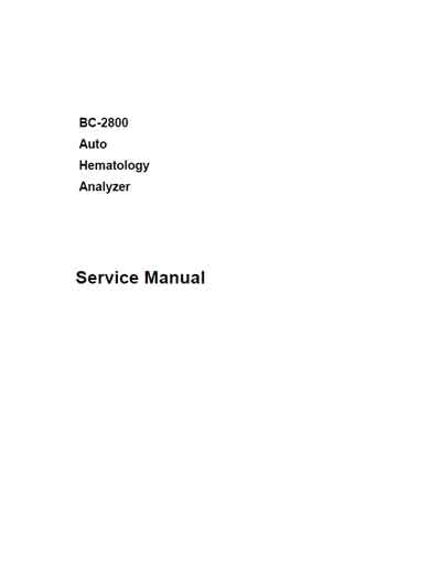Сервисная инструкция, Service manual на Анализаторы BC-2800 (P/N : 2800-20-28975)