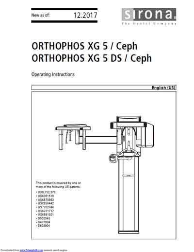 Инструкция по эксплуатации Operation (Instruction) manual на Orthophos XG5 / Ceph, XG5 DS / Ceph [Sirona]