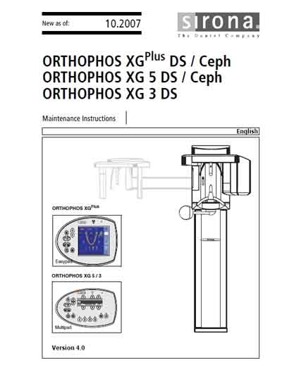 Инструкция по техническому обслуживанию Maintenance Instruction на Orthophos XG Plus DS/Ceph, XG5 DS/Ceph, XG3 DS/Ceph [Sirona]