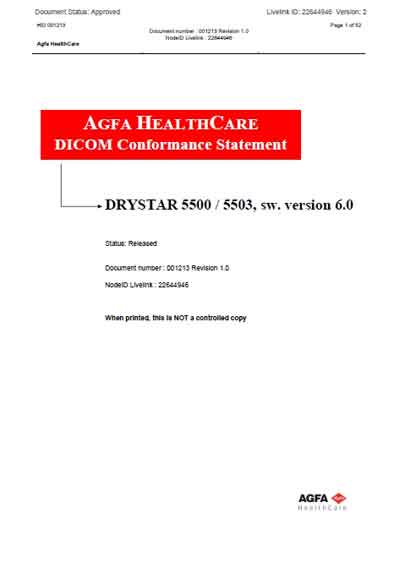 Техническая документация Technical Documentation/Manual на DryStar 5500, 5503 (DICOM Conformance Statement) [Agfa-Gevaert]