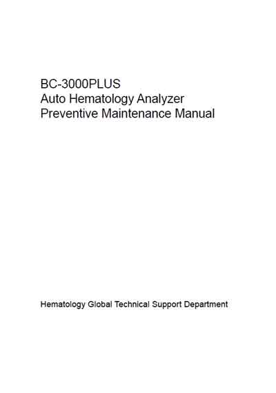 Инструкция по техническому обслуживанию, Maintenance Instruction на Анализаторы BC-3000 Plus