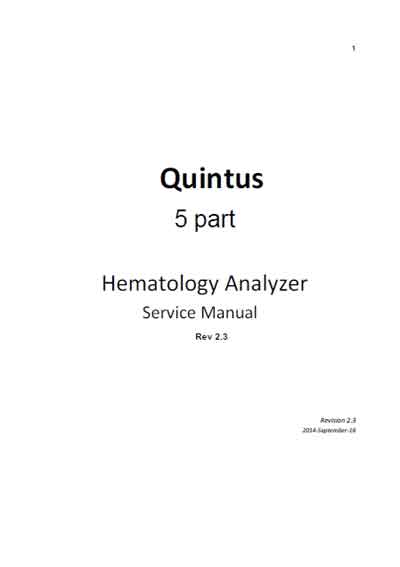 Сервисная инструкция, Service manual на Анализаторы Quintus (2014)