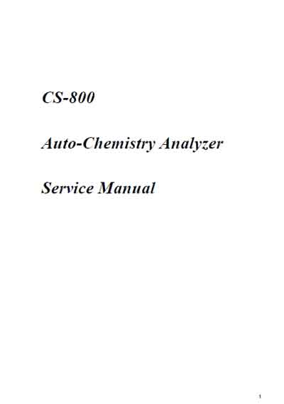 Сервисная инструкция, Service manual на Анализаторы CS-800