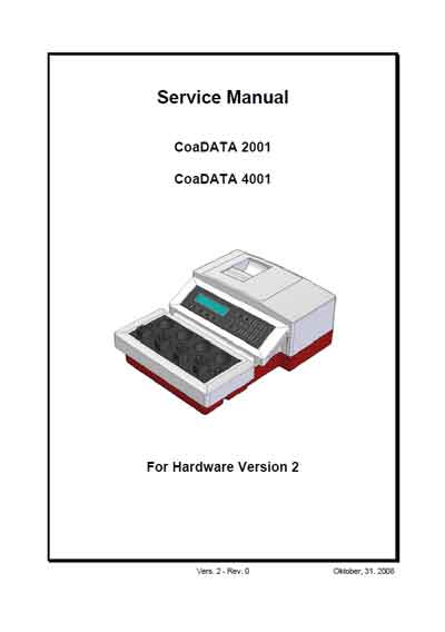 Сервисная инструкция, Service manual на Анализаторы-Коагулометр CoaDATA 2001/4001