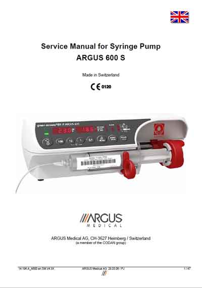 Сервисная инструкция Service manual на Инфузомат 600 S [Argus]