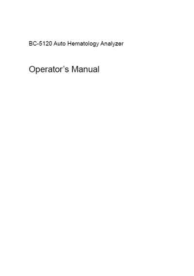 Инструкция оператора Operator manual на BC-5120 [Mindray]