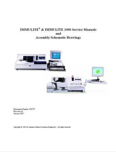 Сервисная инструкция Service manual на Immulite & Immulite 1000 (Rev. 600797-A1) [Siemens]