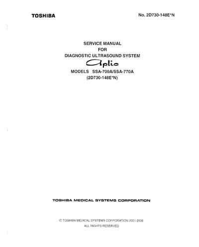 Сервисная инструкция, Service manual на Диагностика-УЗИ SSA-700A,770A Aplio