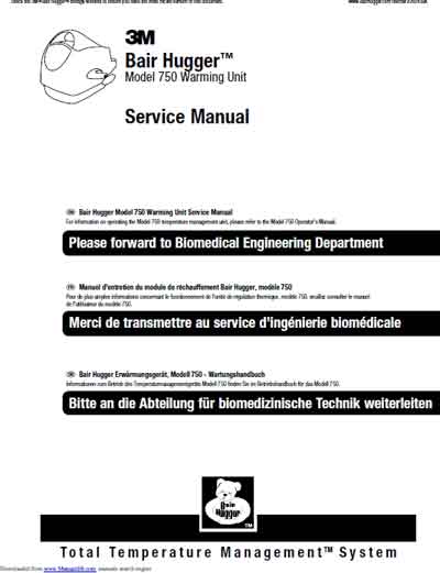 Сервисная инструкция Service manual на Обогреватель Model 750 [Bair Hugger] [---]